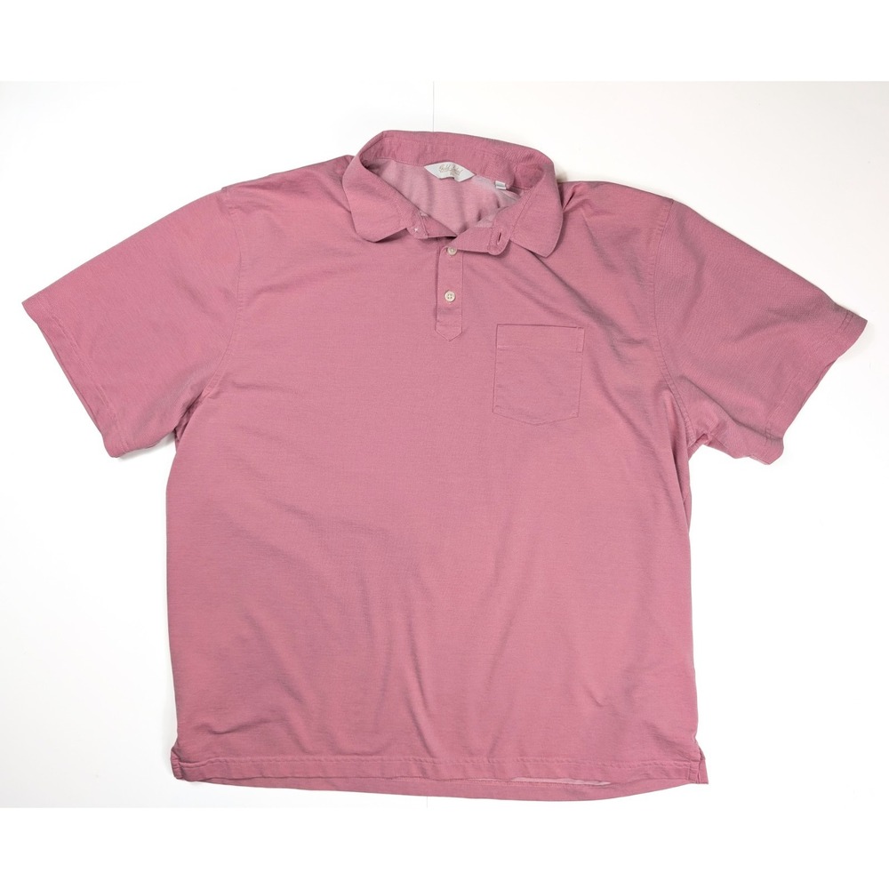 Roundtree & Yorke Gold Label‎ Pastel Pink 1/4 Button Golf Polo Men's Size XL